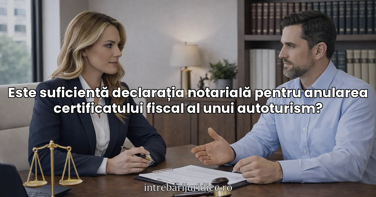 Este suficientă declarația notarială pentru anularea certificatului fiscal al unui autoturism?