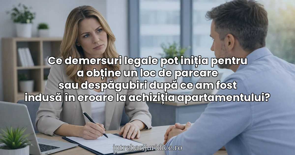 Ce demersuri legale pot iniția pentru a obține un loc de parcare sau despăgubiri după ce am fost indusă în eroare la achiziția apartamentului?
