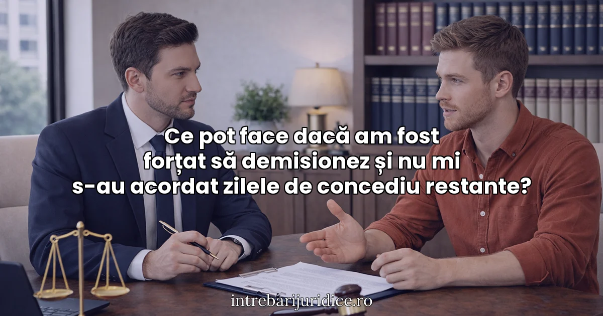 Ce pot face dacă am fost forțat să demisionez și nu mi s-au acordat zilele de concediu restante?