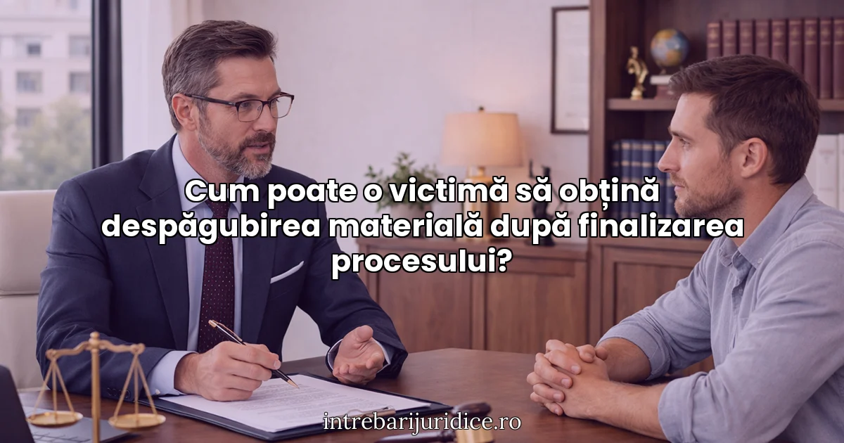 Cum poate o victimă să obțină despăgubirea materială după finalizarea procesului?