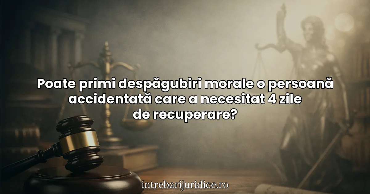 Poate primi despăgubiri morale o persoană accidentată care a necesitat 4 zile de recuperare?