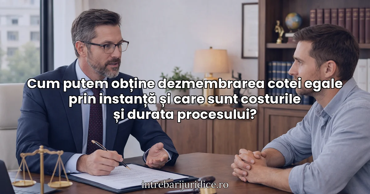 Cum putem obține dezmembrarea cotei egale prin instanță și care sunt costurile și durata procesului?