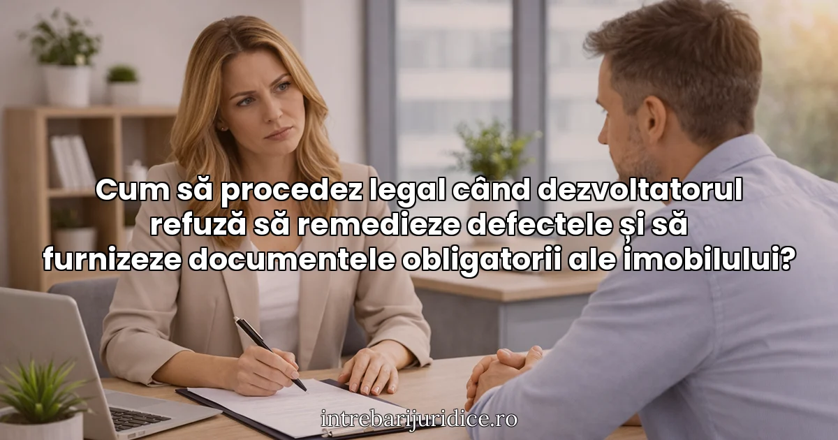 Cum să procedez legal când dezvoltatorul refuză să remedieze defectele și să furnizeze documentele obligatorii ale imobilului?