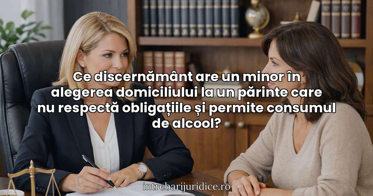Ce discernământ are un minor în alegerea domiciliului la un părinte care nu respectă obligațiile și permite consumul de alcool?