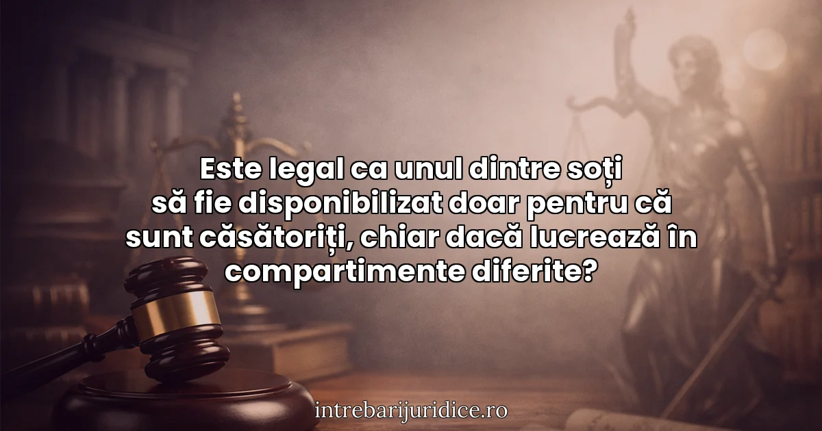 Este legal ca unul dintre soți să fie disponibilizat doar pentru că sunt căsătoriți, chiar dacă lucrează în compartimente diferite?