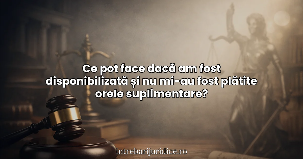 Ce pot face dacă am fost disponibilizată și nu mi-au fost plătite orele suplimentare?