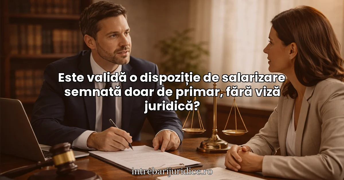 Este validă o dispoziție de salarizare semnată doar de primar, fără viză juridică?