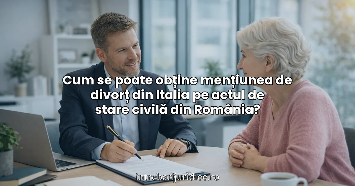 Cum se poate obține mențiunea de divorț din Italia pe actul de stare civilă din România?
