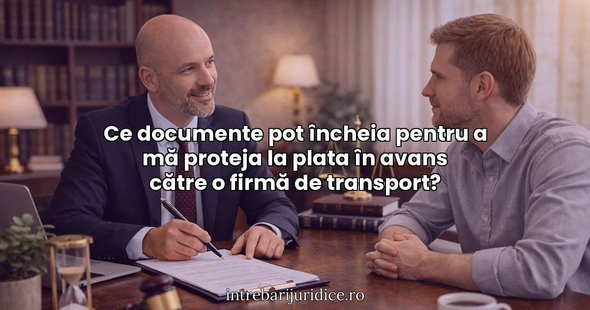Ce documente pot încheia pentru a mă proteja la plata în avans către o firmă de transport?