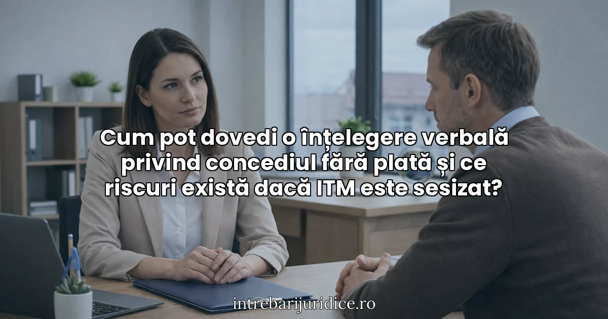 Cum pot dovedi o înțelegere verbală privind concediul fără plată și ce riscuri există dacă ITM este sesizat?