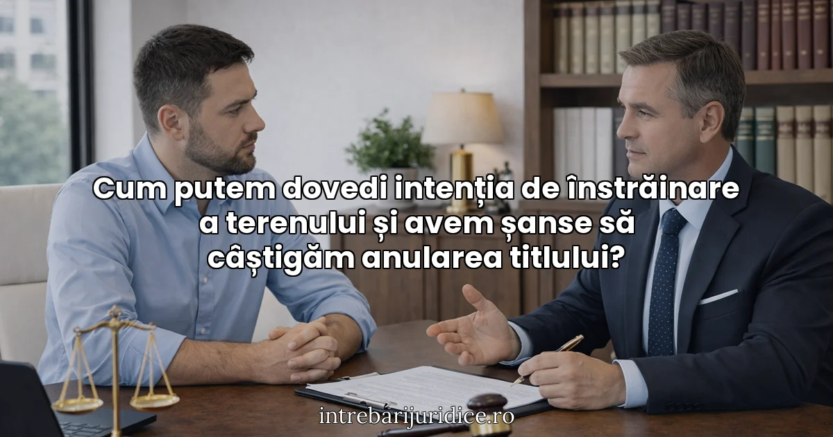 Cum putem dovedi intenția de înstrăinare a terenului și avem șanse să câștigăm anularea titlului?