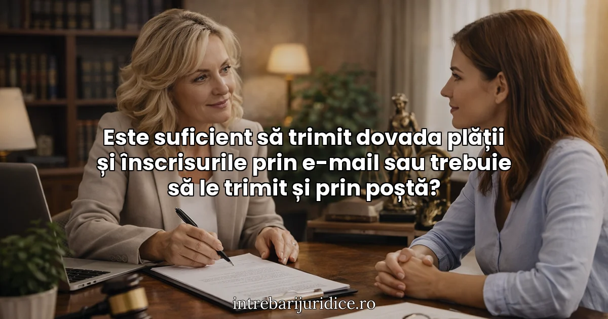 Este suficient să trimit dovada plății și înscrisurile prin e-mail sau trebuie să le trimit și prin poștă?