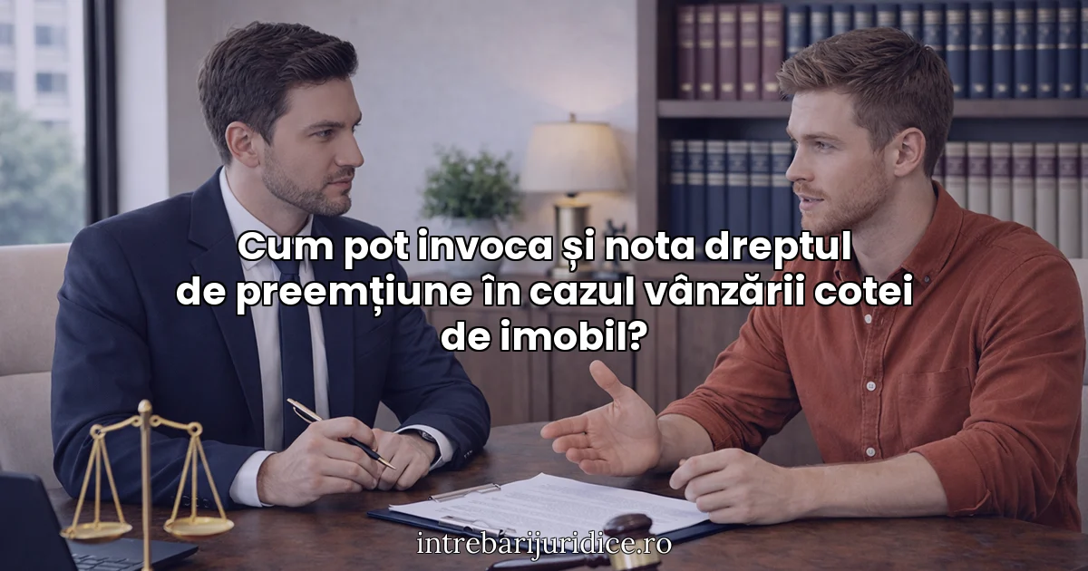 Cum pot invoca și nota dreptul de preemțiune în cazul vânzării cotei de imobil?