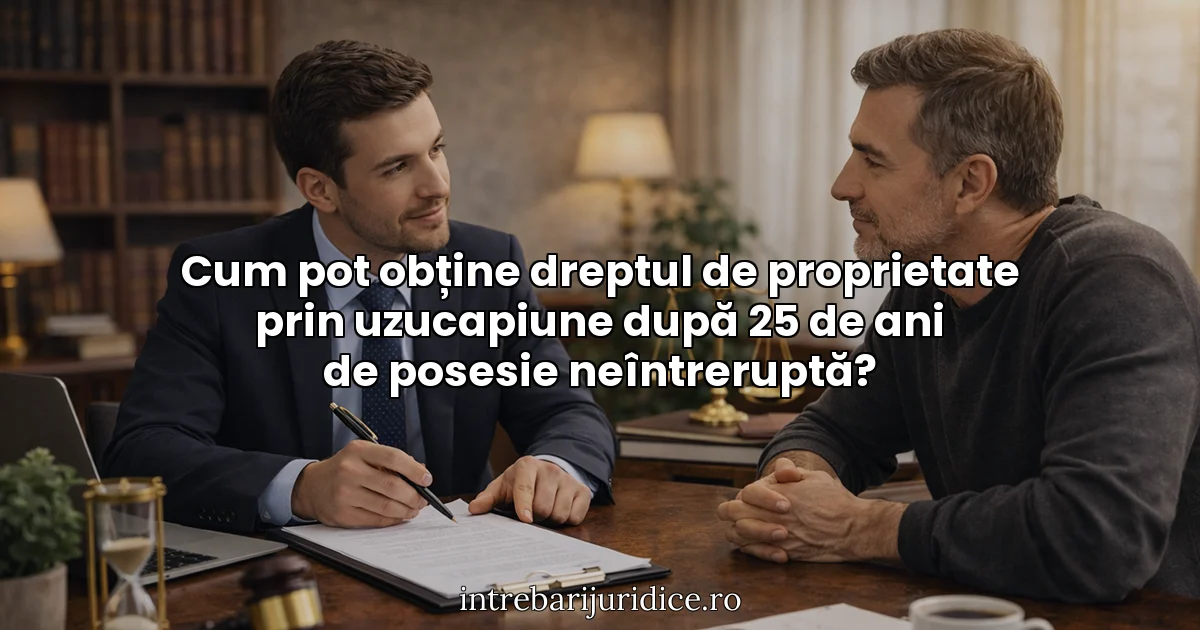 Cum pot obține dreptul de proprietate prin uzucapiune după 25 de ani de posesie neîntreruptă?