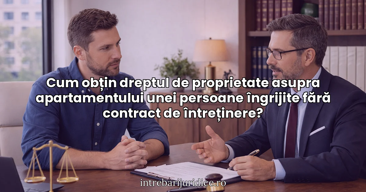 Cum obțin dreptul de proprietate asupra apartamentului unei persoane îngrijite fără contract de întreținere?
