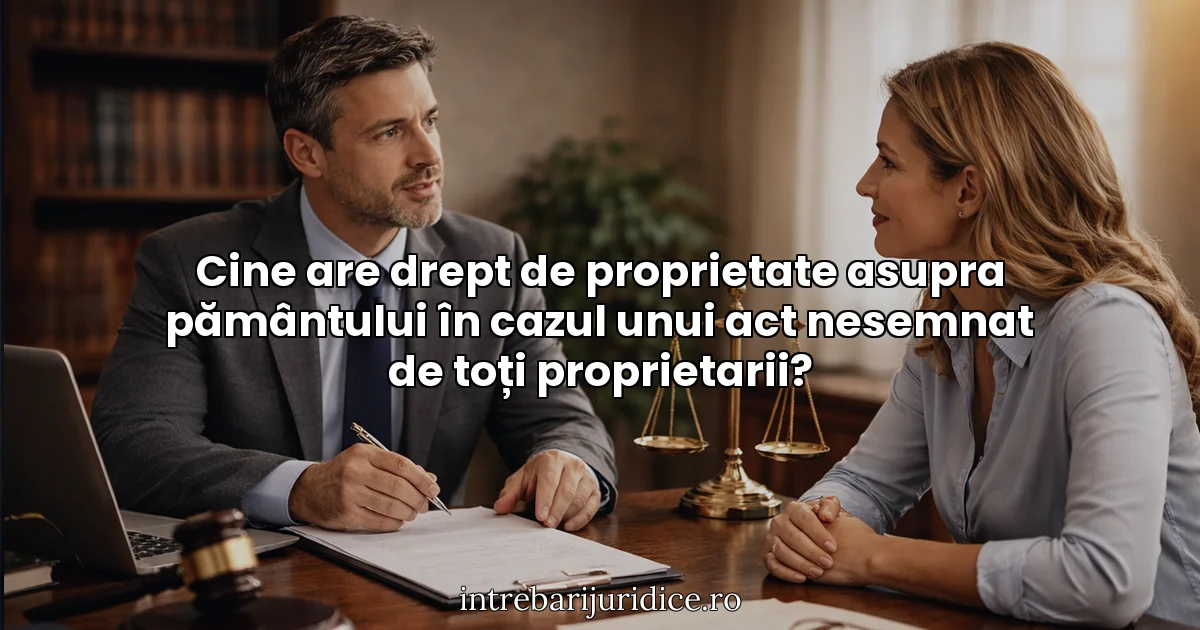 Cine are drept de proprietate asupra pământului în cazul unui act nesemnat de toți proprietarii?