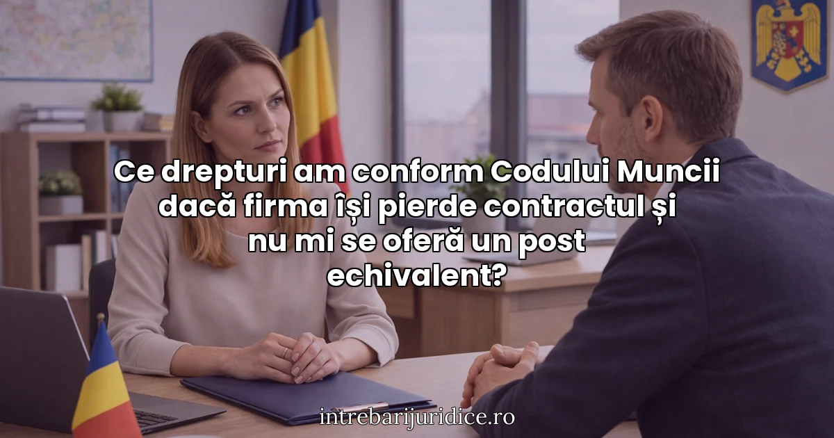 Ce drepturi am conform Codului Muncii dacă firma își pierde contractul și nu mi se oferă un post echivalent?