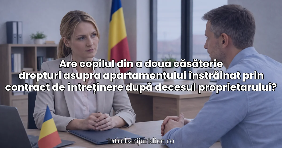 Are copilul din a doua căsătorie drepturi asupra apartamentului înstrăinat prin contract de întreținere după decesul proprietarului?