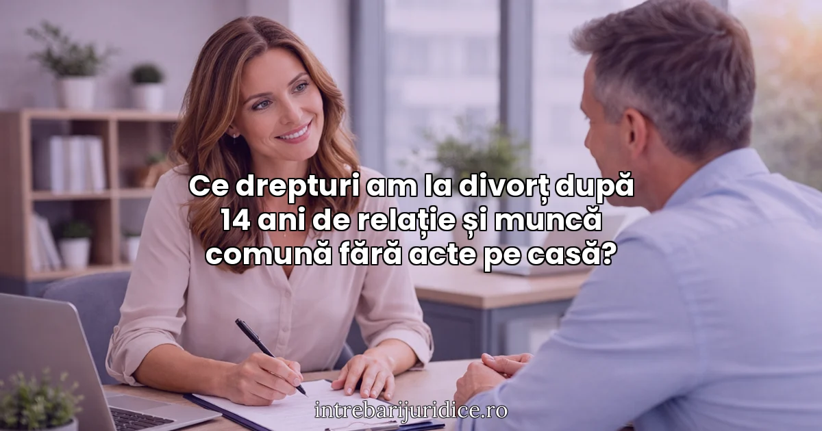 Ce drepturi am la divorț după 14 ani de relație și muncă comună fără acte pe casă?