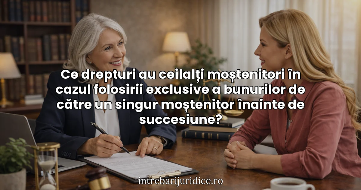 Ce drepturi au ceilalți moștenitori în cazul folosirii exclusive a bunurilor de către un singur moștenitor înainte de succesiune?