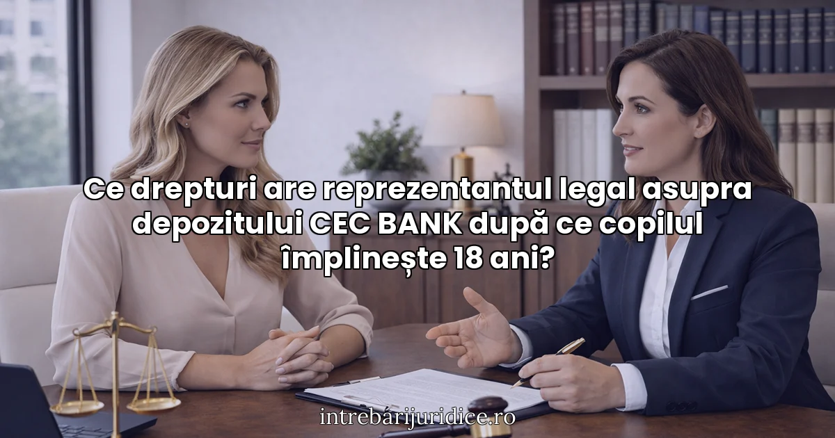 Ce drepturi are reprezentantul legal asupra depozitului CEC BANK după ce copilul împlinește 18 ani?