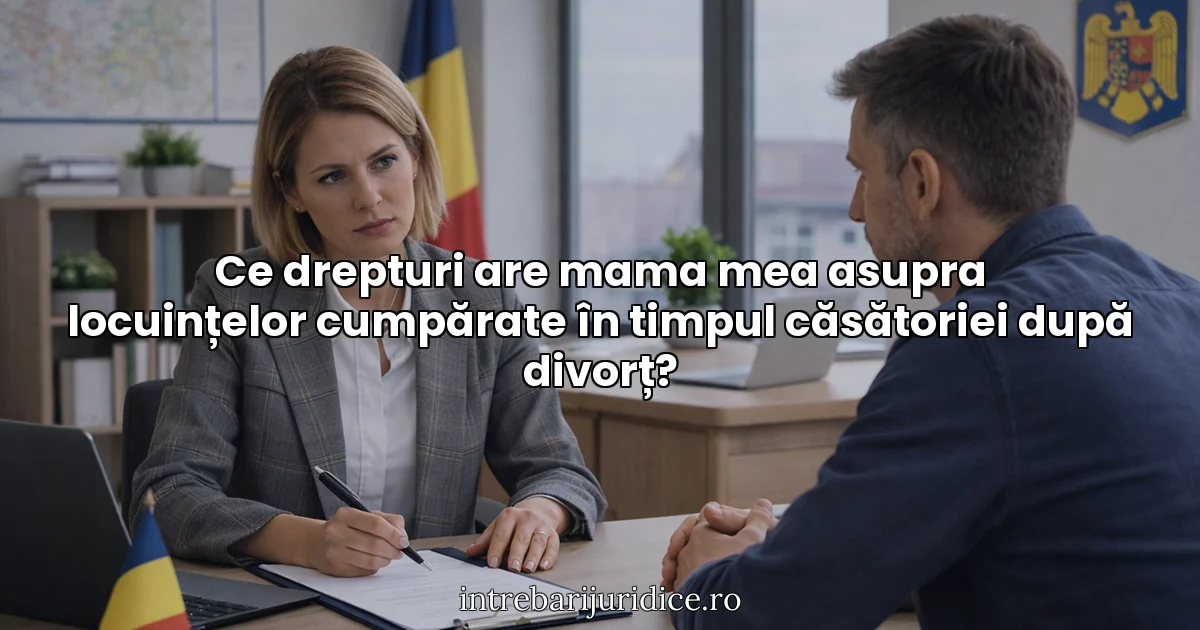 Ce drepturi are mama mea asupra locuințelor cumpărate în timpul căsătoriei după divorț?