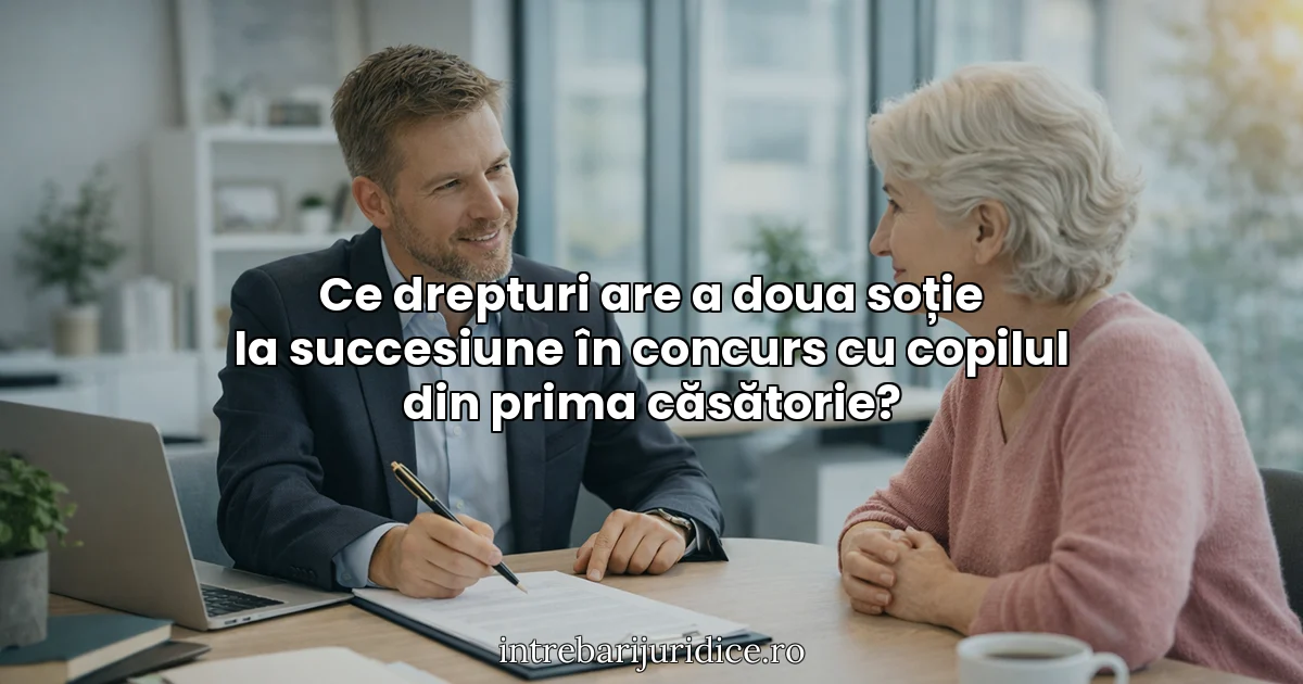 Ce drepturi are a doua soție la succesiune în concurs cu copilul din prima căsătorie?