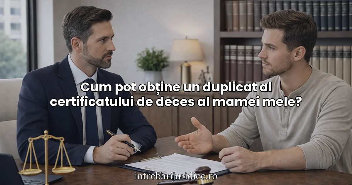 Cum pot obține un duplicat al certificatului de deces al mamei mele?