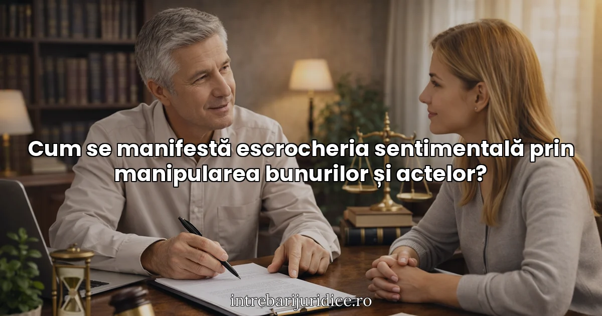 Cum se manifestă escrocheria sentimentală prin manipularea bunurilor și actelor?