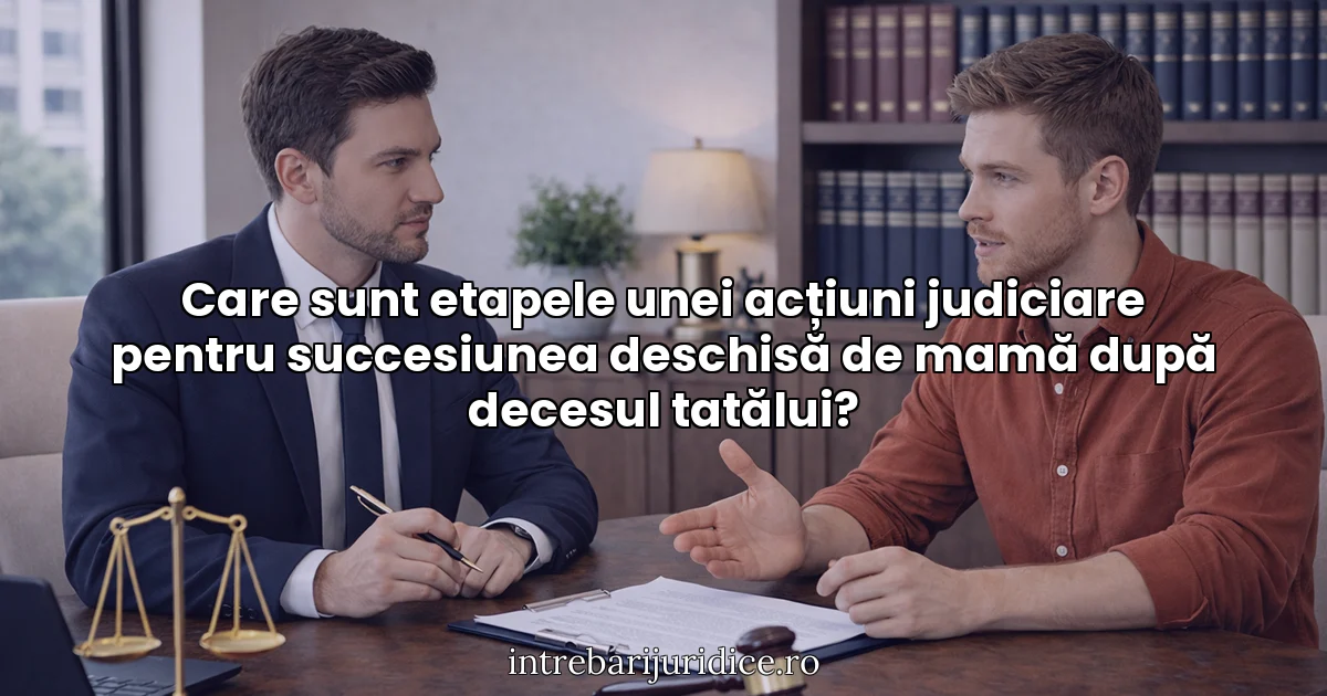Care sunt etapele unei acțiuni judiciare pentru succesiunea deschisă de mamă după decesul tatălui?