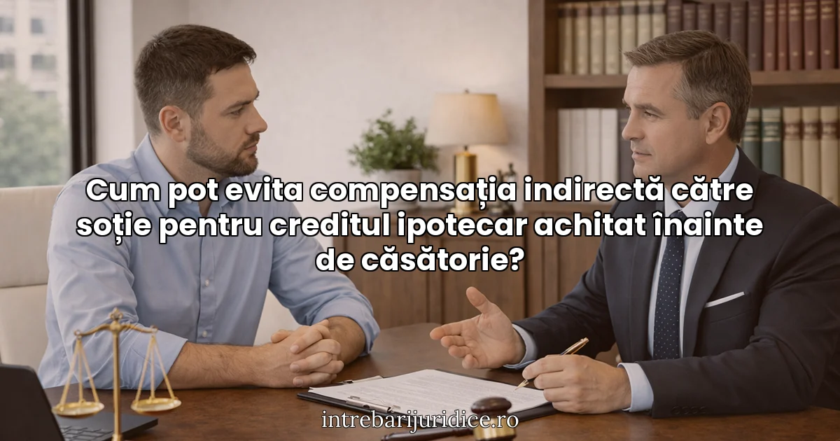 Cum pot evita compensația indirectă către soție pentru creditul ipotecar achitat înainte de căsătorie?