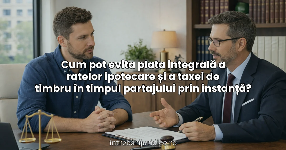 Cum pot evita plata integrală a ratelor ipotecare și a taxei de timbru în timpul partajului prin instanță?
