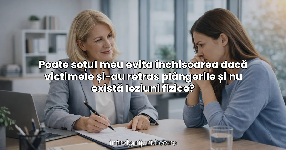 Poate soțul meu evita închisoarea dacă victimele și-au retras plângerile și nu există leziuni fizice?