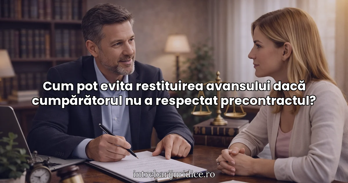 Cum pot evita restituirea avansului dacă cumpărătorul nu a respectat precontractul?