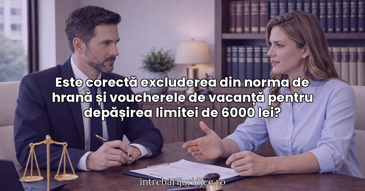 Este corectă excluderea din norma de hrană și voucherele de vacanță pentru depășirea limitei de 6000 lei?