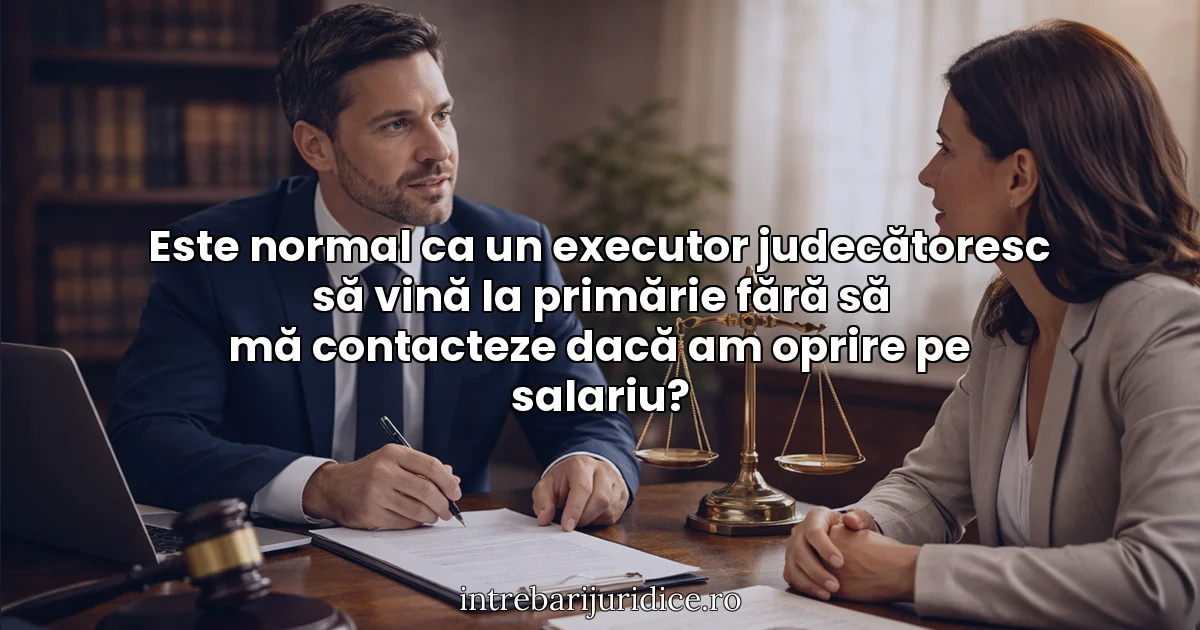 Este normal ca un executor judecătoresc să vină la primărie fără să mă contacteze dacă am oprire pe salariu?