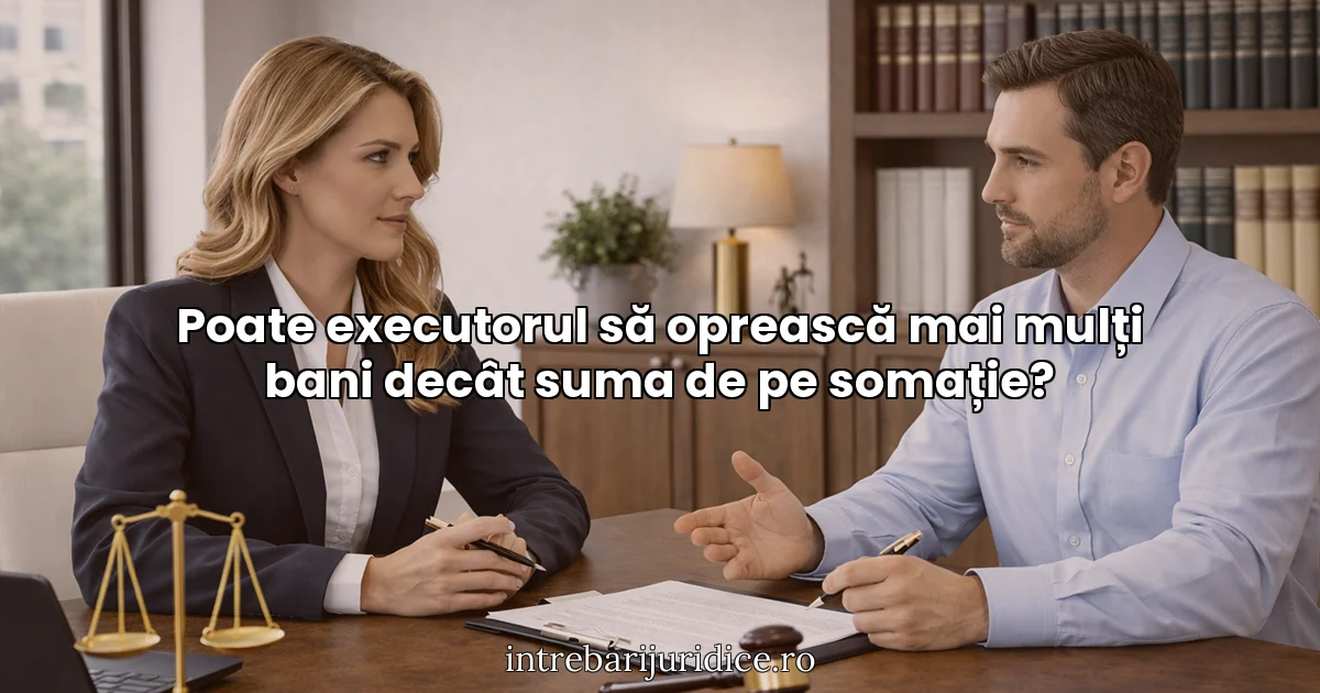Poate executorul să oprească mai mulți bani decât suma de pe somație?
