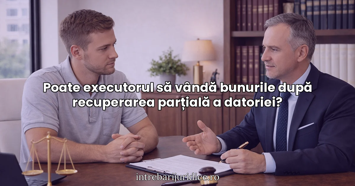 Poate executorul să vândă bunurile după recuperarea parțială a datoriei?