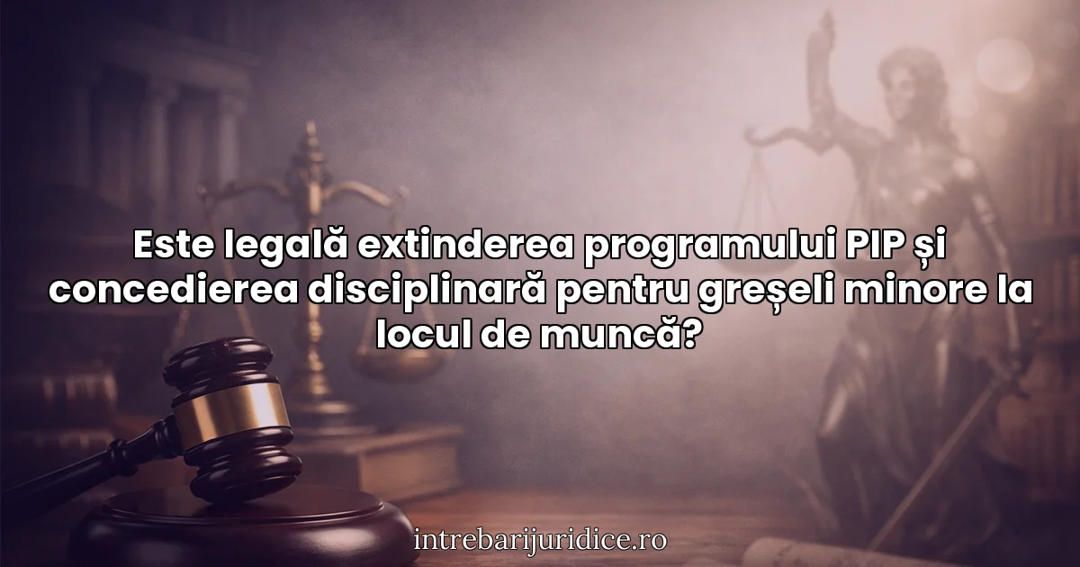 Este legală extinderea programului PIP și concedierea disciplinară pentru greșeli minore la locul de muncă?