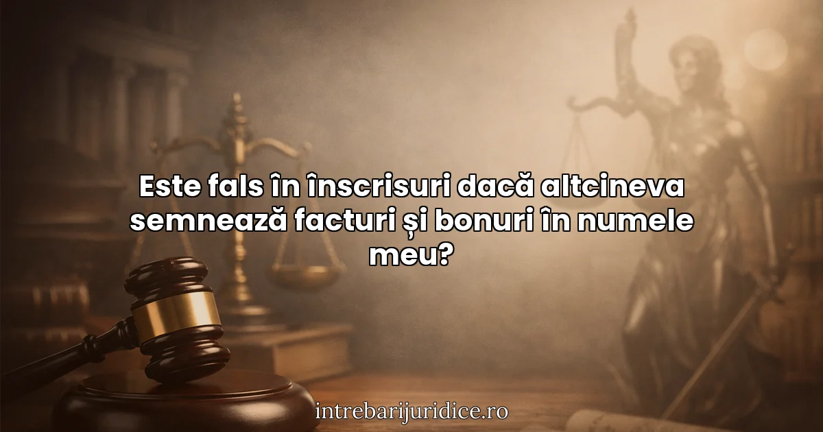 Este fals în înscrisuri dacă altcineva semnează facturi și bonuri în numele meu?