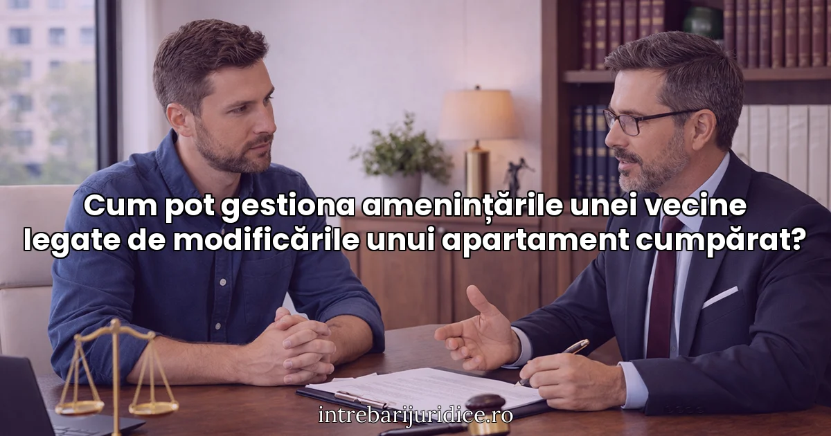 Cum pot gestiona amenințările unei vecine legate de modificările unui apartament cumpărat?