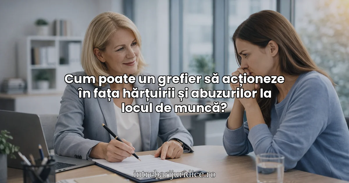 Cum poate un grefier să acționeze în fața hărțuirii și abuzurilor la locul de muncă?