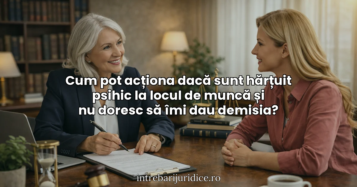 Cum pot acționa dacă sunt hărțuit psihic la locul de muncă și nu doresc să îmi dau demisia?
