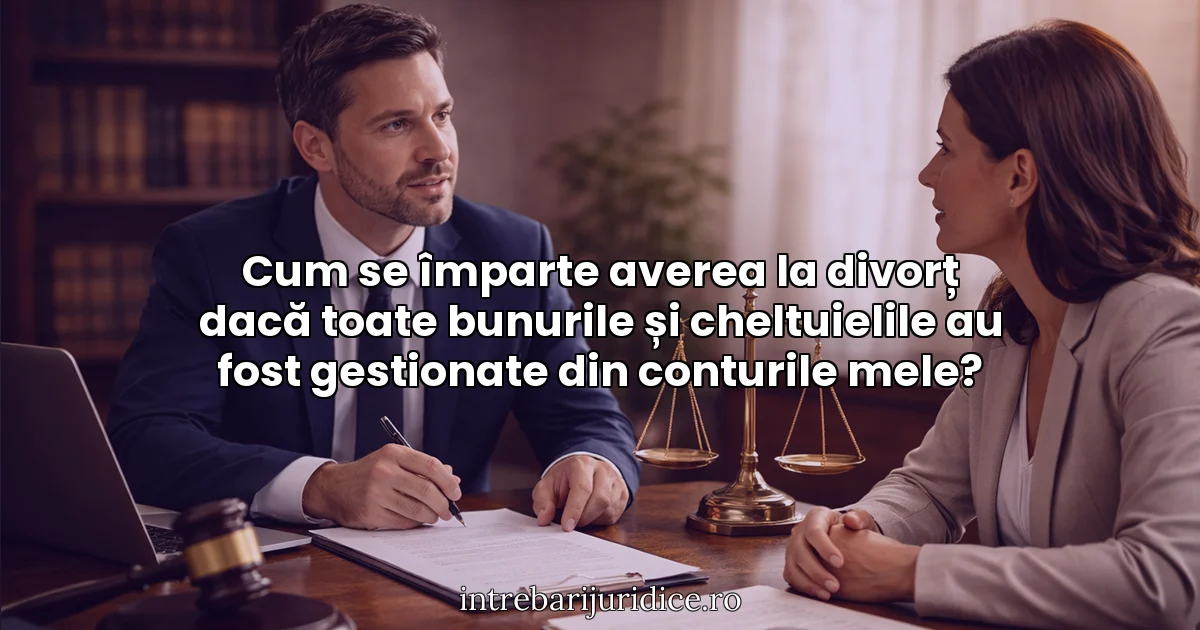 Cum se împarte averea la divorț dacă toate bunurile și cheltuielile au fost gestionate din conturile mele?