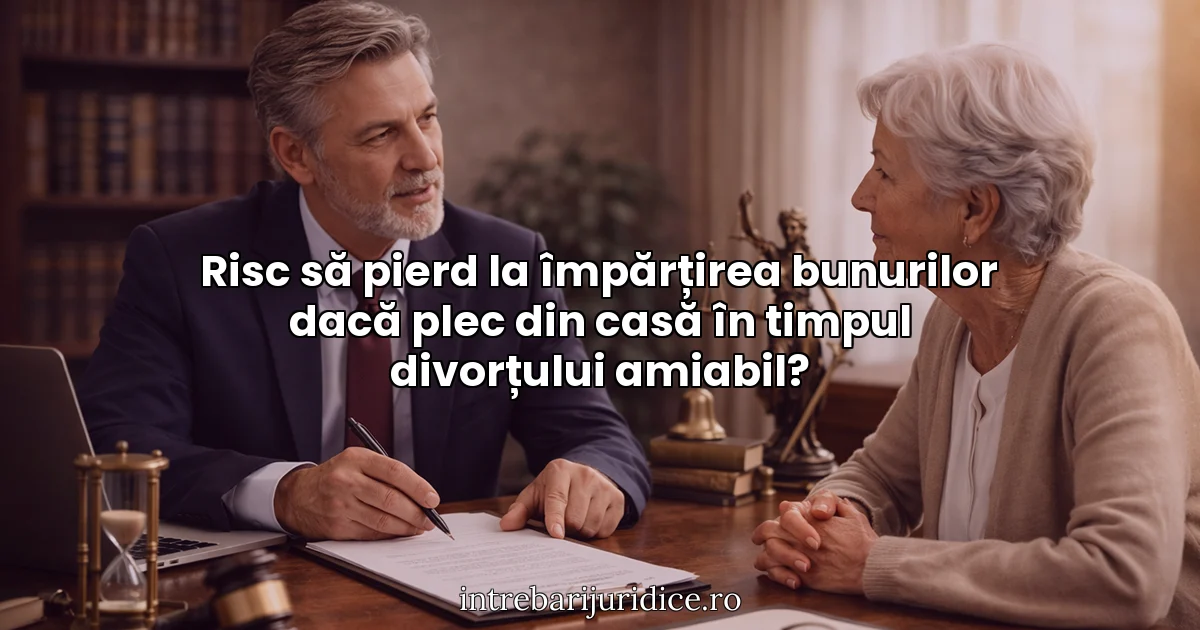 Risc să pierd la împărțirea bunurilor dacă plec din casă în timpul divorțului amiabil?