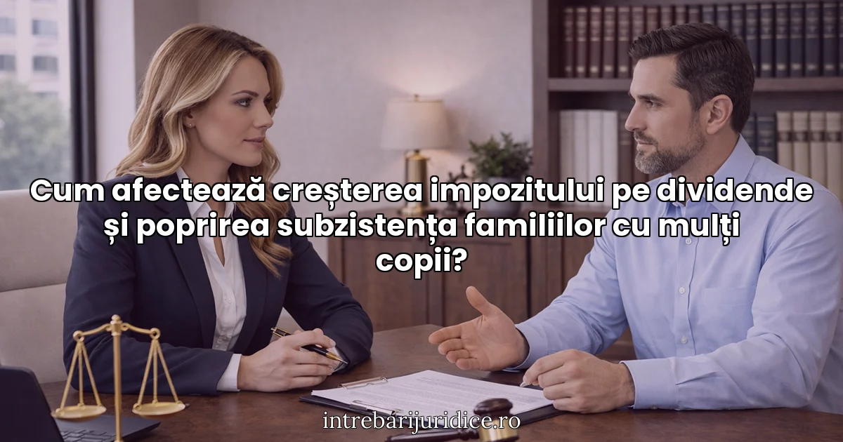Cum afectează creșterea impozitului pe dividende și poprirea subzistența familiilor cu mulți copii?