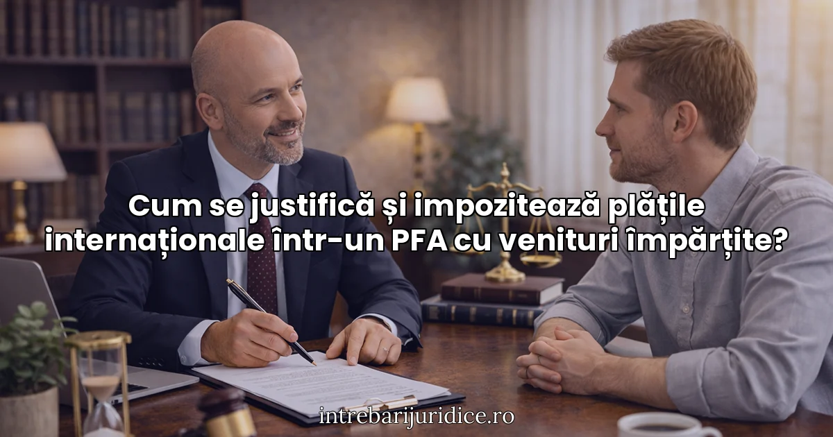Cum se justifică și impozitează plățile internaționale într-un PFA cu venituri împărțite?
