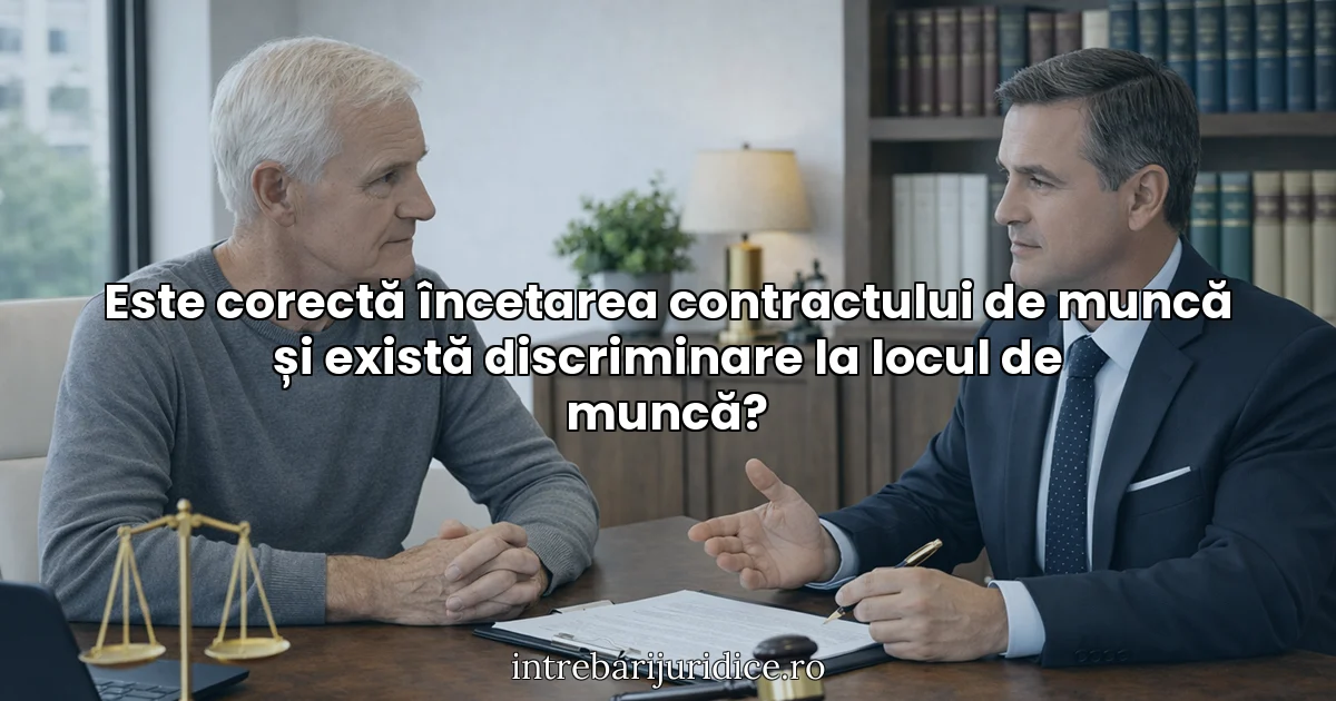 Este corectă încetarea contractului de muncă și există discriminare la locul de muncă?