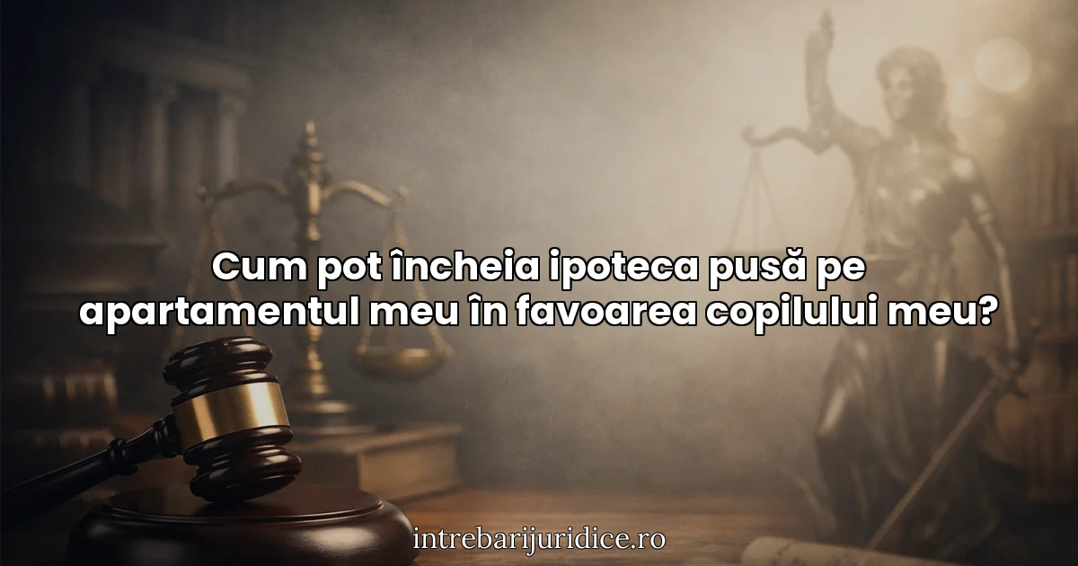 Cum pot încheia ipoteca pusă pe apartamentul meu în favoarea copilului meu?