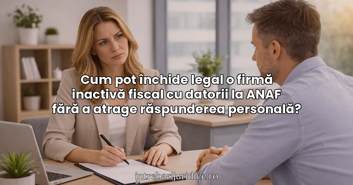 Cum pot închide legal o firmă inactivă fiscal cu datorii la ANAF fără a atrage răspunderea personală?